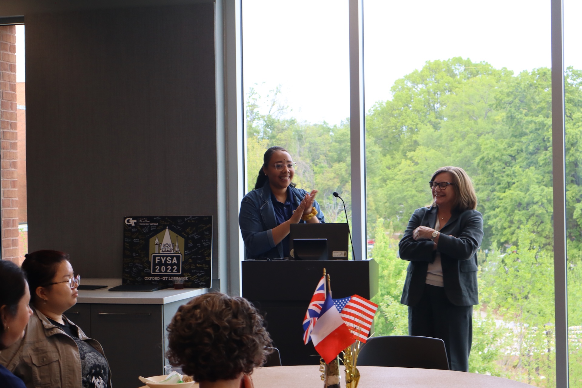 Liz Reese and Vicki Birchfield presenting at the event.